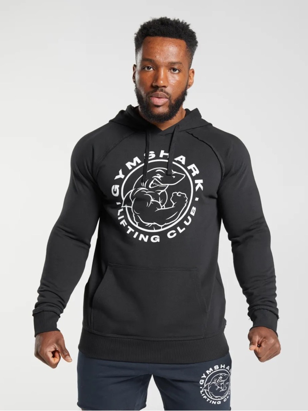Mens Gymshark Legacy Logo Hoodie Sweatshirt - Black Size Large